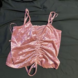 Pink velvet tie up top